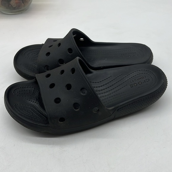 Crocs Black Slide Sandals Size 10 W/8 M. CR2804D - Picture 3 of 8